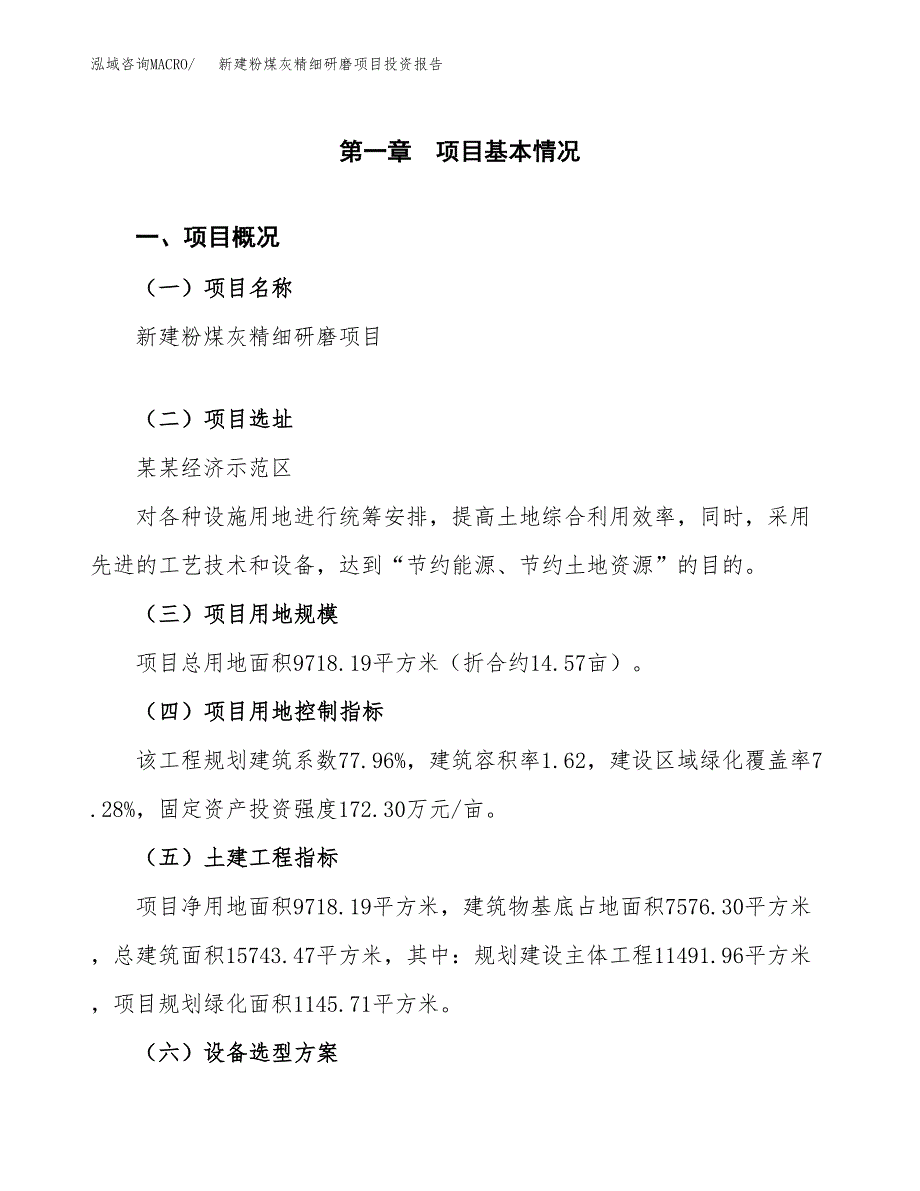 新建粉煤灰精细研磨项目投资报告(项目申请).docx_第1页