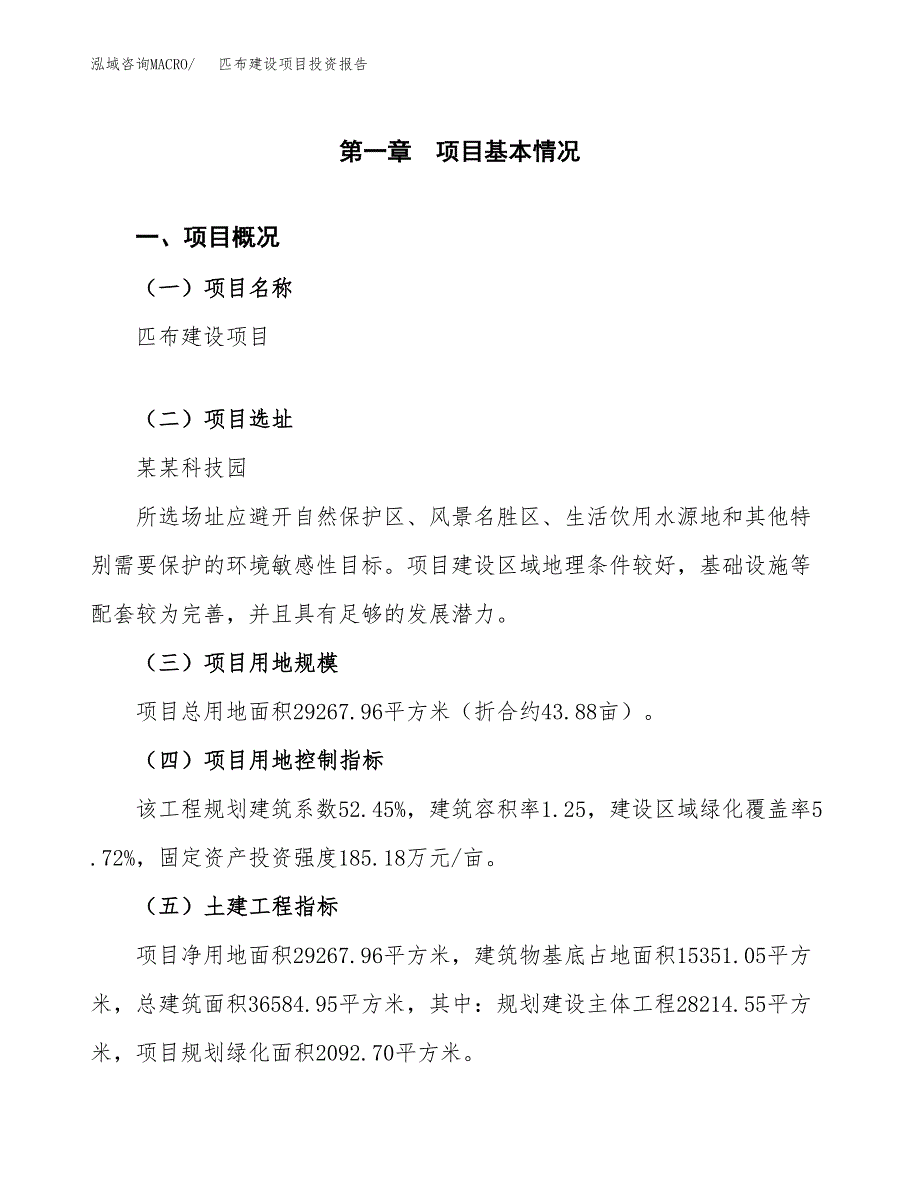 匹布建设项目投资报告.docx_第1页