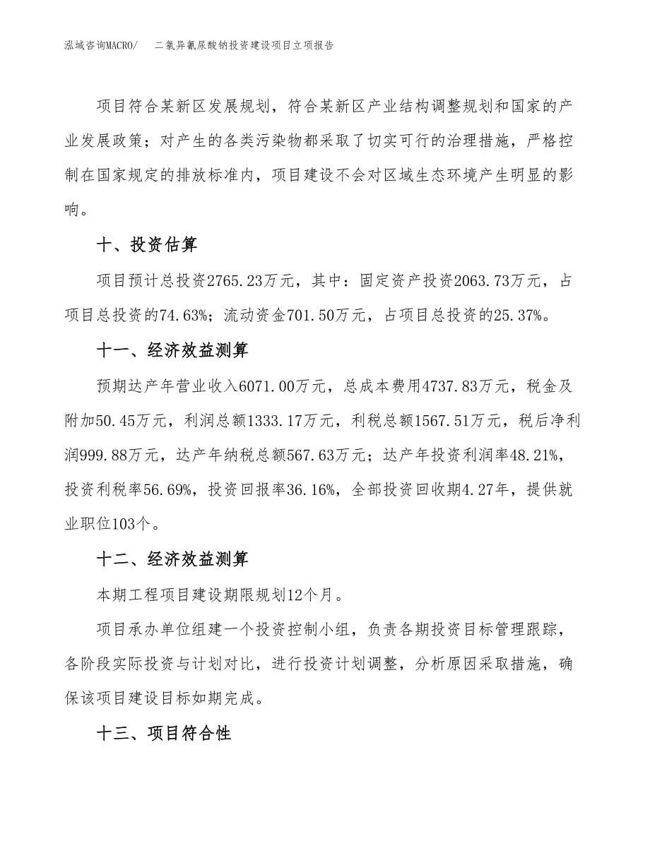 二氯异氰尿酸钠投资建设项目立项报告(规划申请).docx_第5页