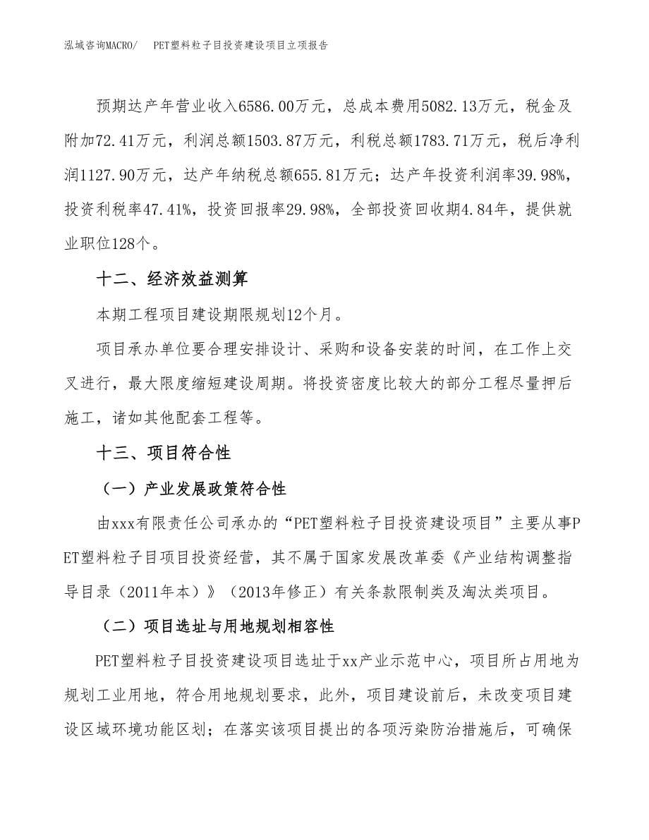 PET塑料粒子目投资建设项目立项报告(规划申请).docx_第5页