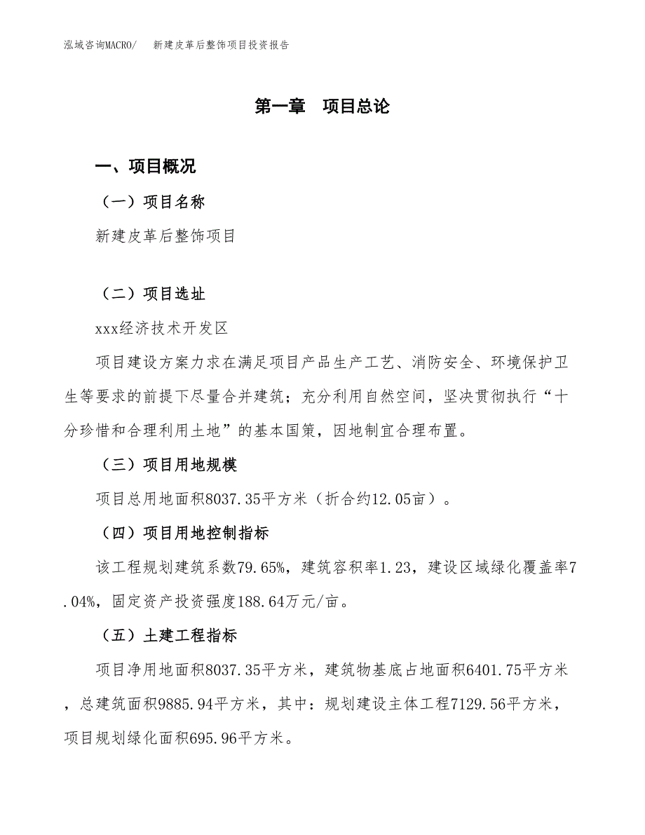 新建皮革后整饰项目投资报告(项目申请).docx_第1页