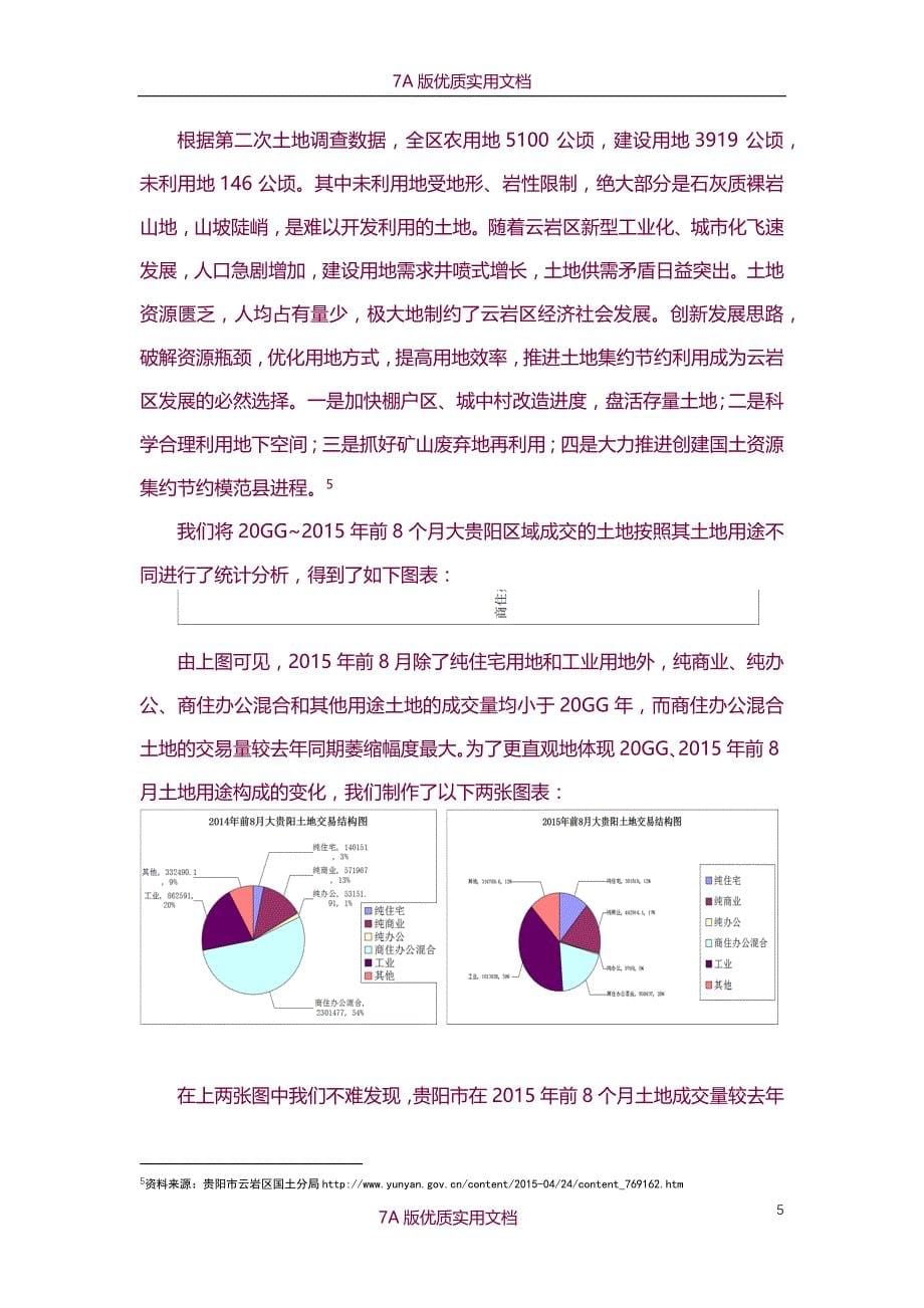 【7A版】2015年贵阳房地产环境调研报告_第5页