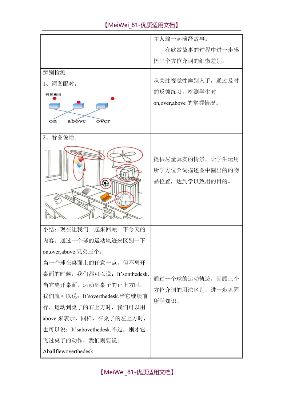 【7A文】《on, over, above》微课程设计方案_第3页