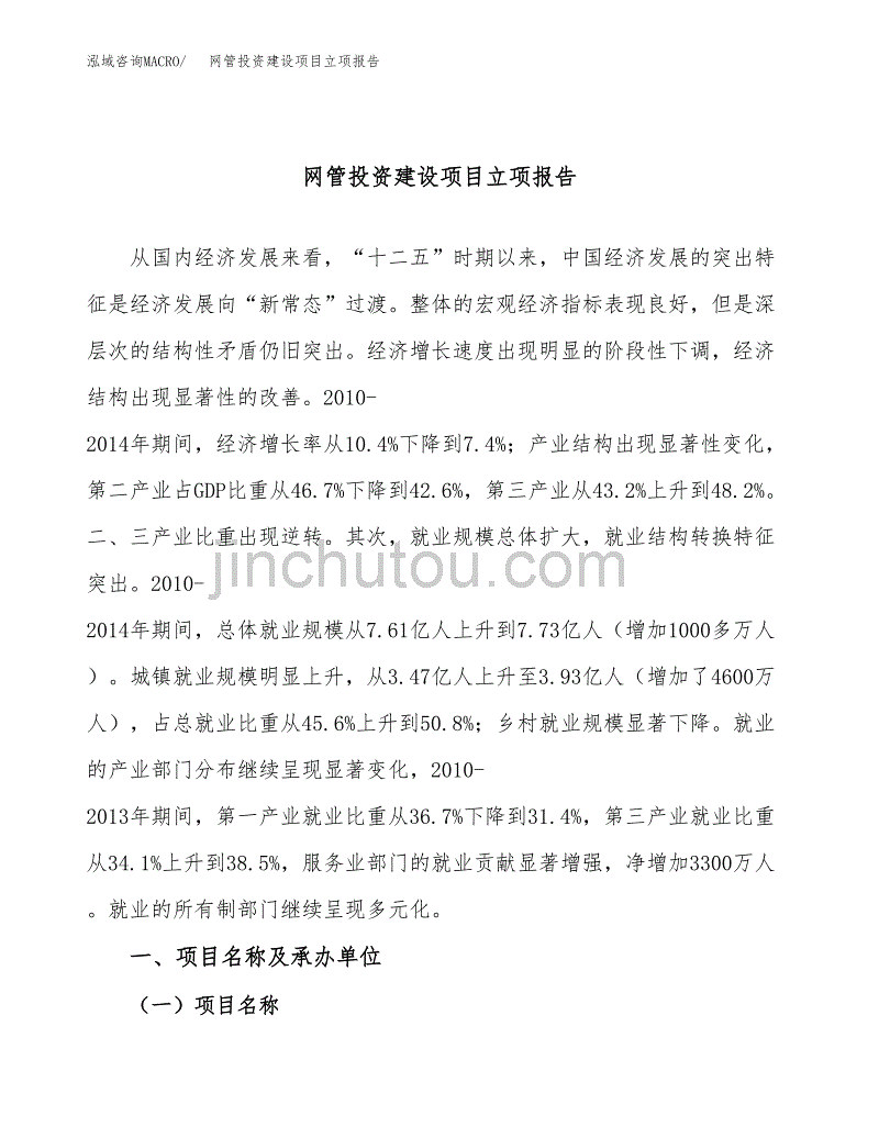 网管投资建设项目立项报告(规划申请).docx_第1页