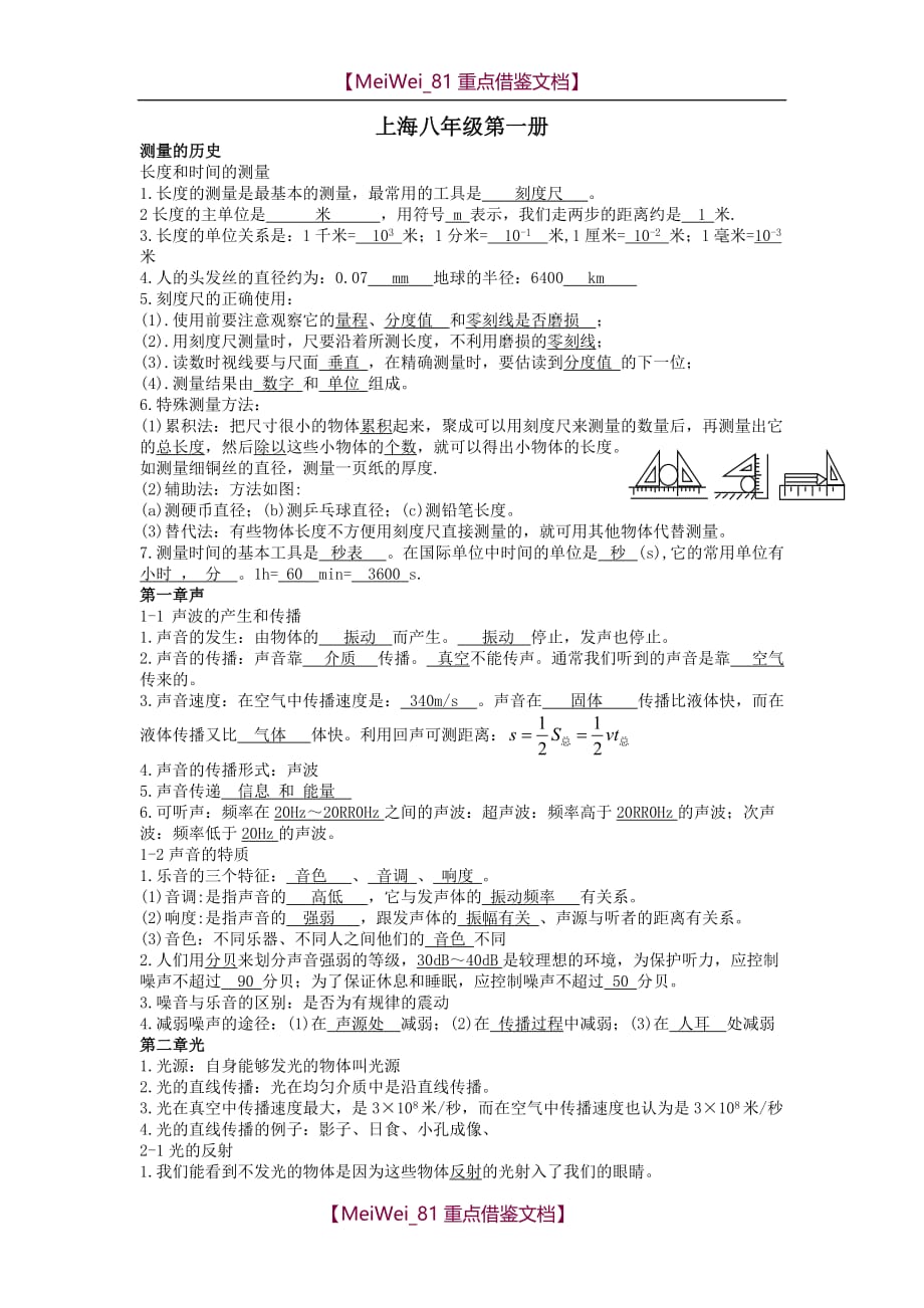【AAA】最新上海初中物理知识点总结_第1页
