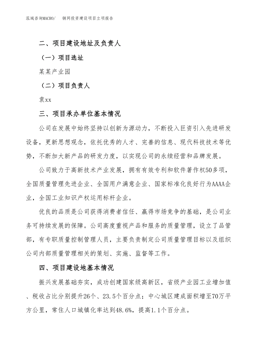 铜网投资建设项目立项报告(规划申请).docx_第2页