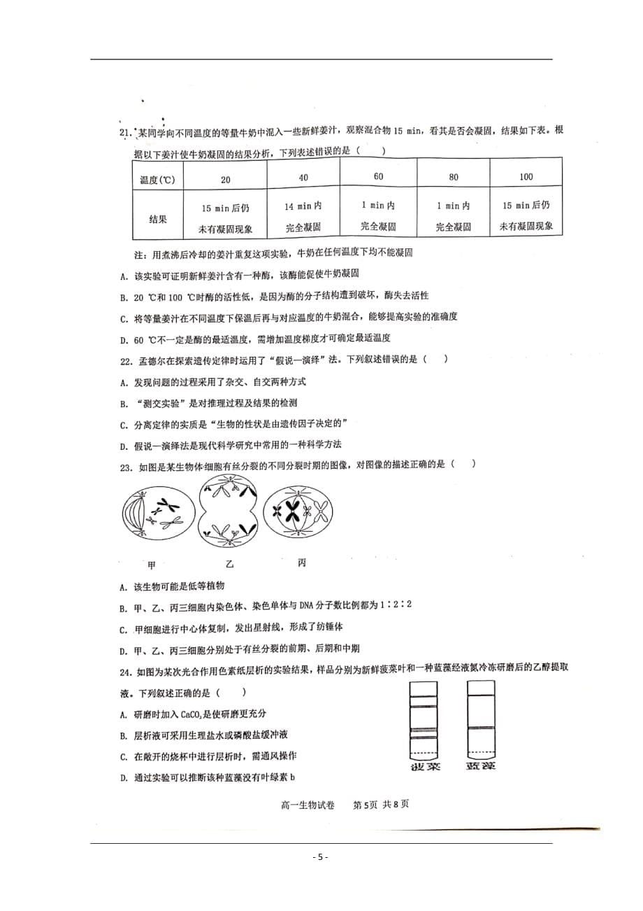 江西省2018-2019学年高一下学期期末生物试题_第5页