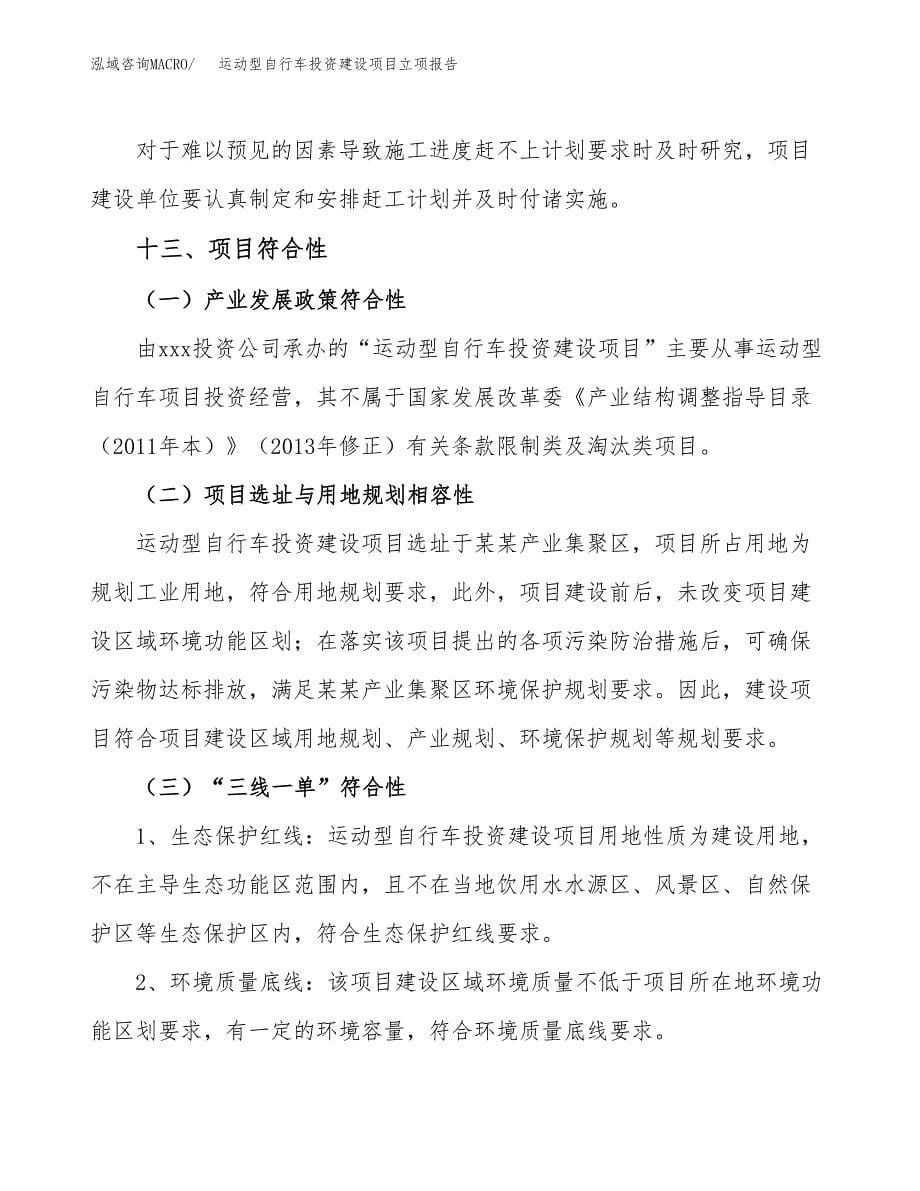 运动型自行车投资建设项目立项报告(规划申请).docx_第5页