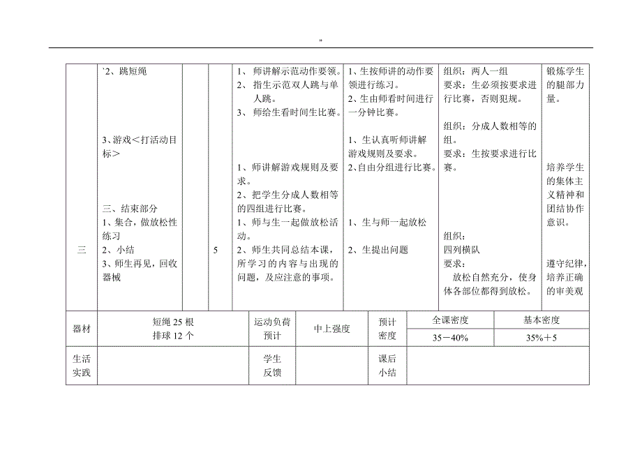 2010年四年级'上册体育运动教案教材汇总材料(人教版')_第4页