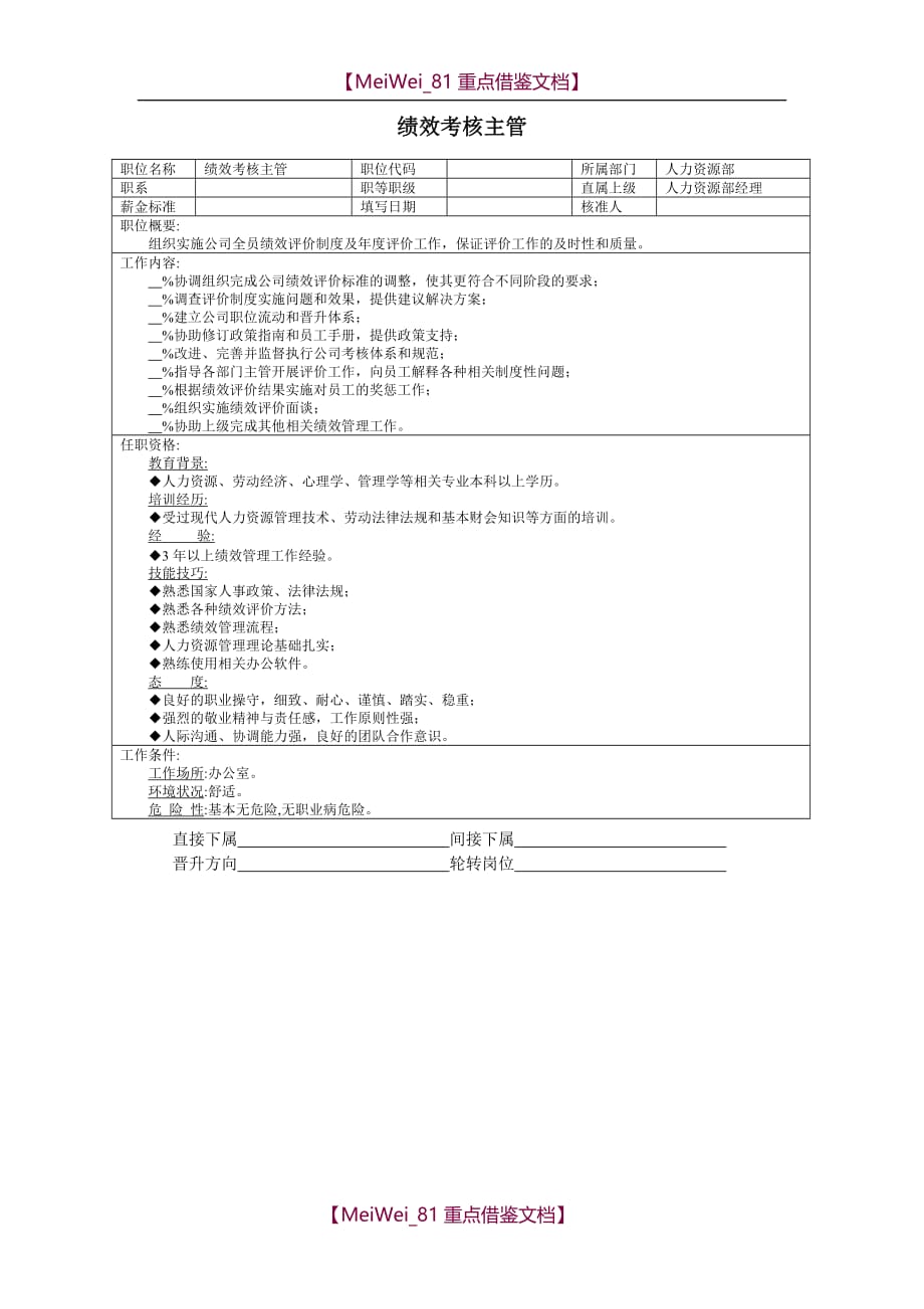 【AAA】绩效考核主管_第1页