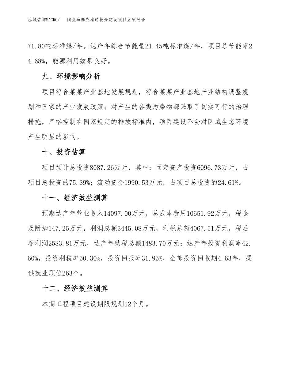 陶瓷马赛克墙砖投资建设项目立项报告(规划申请).docx_第5页