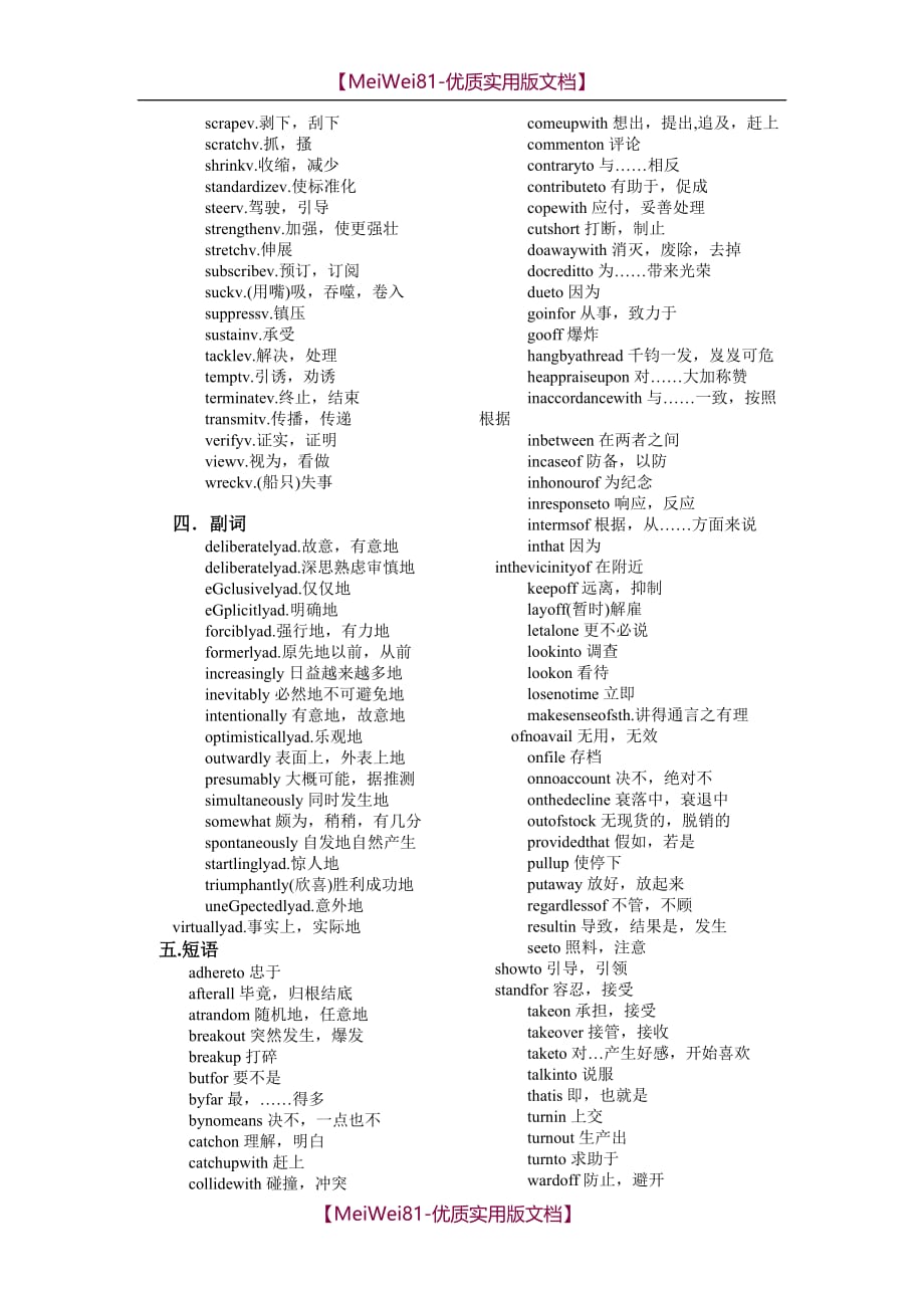 【7A文】大学英语六级核心词汇表_第4页