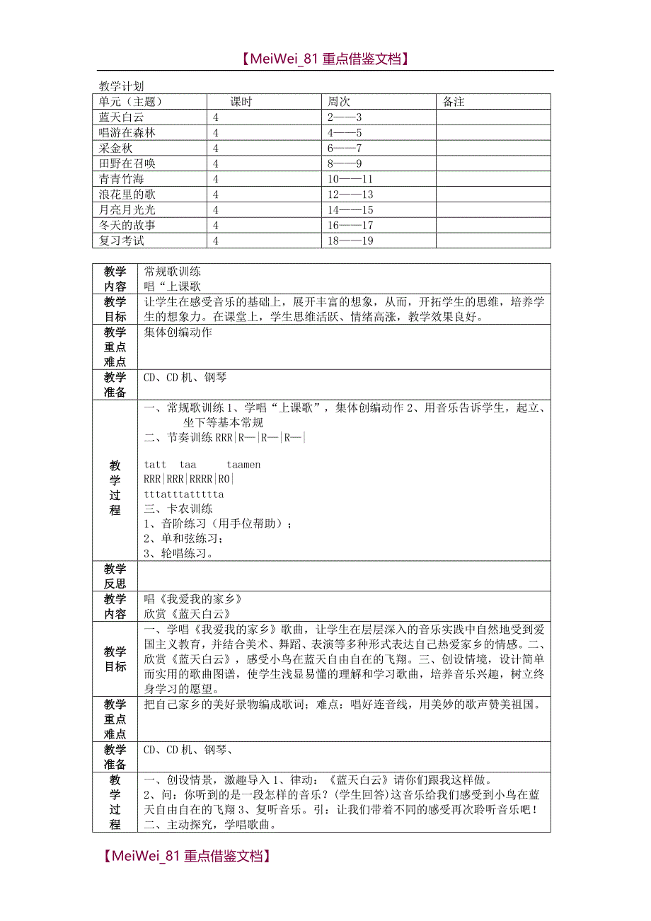 【8A版】苏少版四年级上册音乐教案_第1页