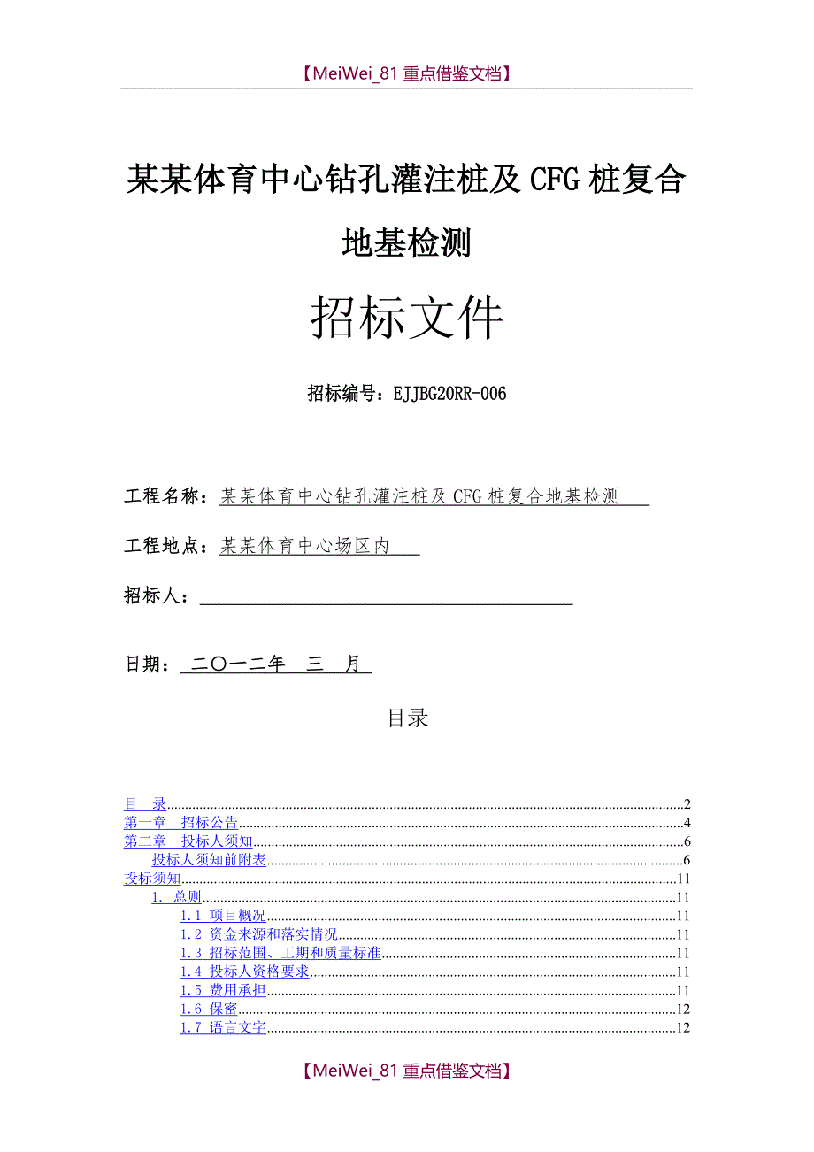 【9A文】桩基检测招标文件定稿_第1页