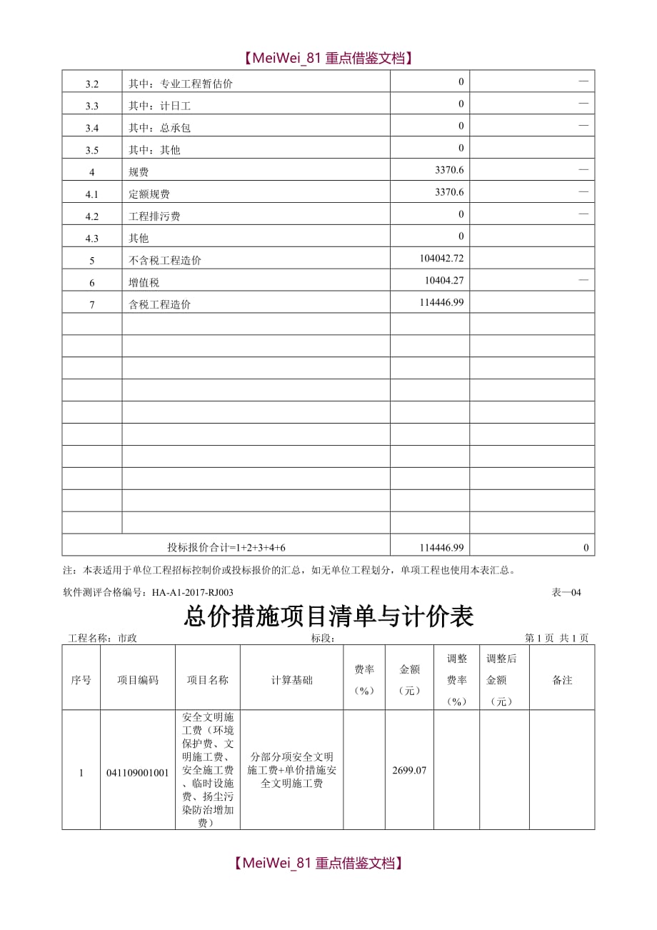 【AAA】单位工程投标报价汇总表_第2页