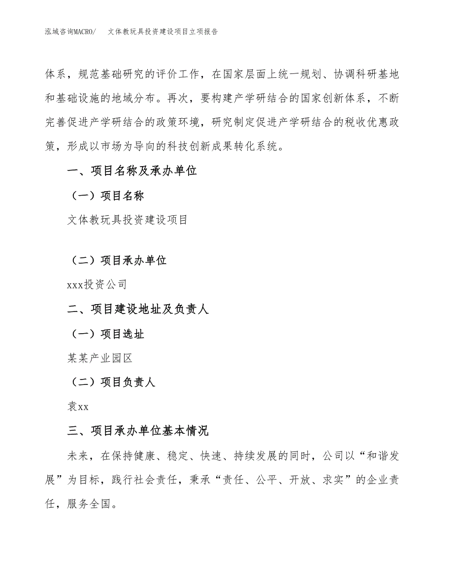 文体教玩具投资建设项目立项报告(规划申请).docx_第2页