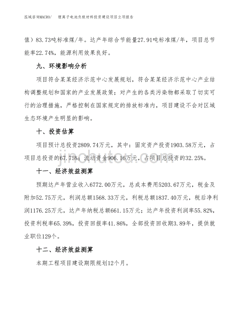 锂离子电池负极材料投资建设项目立项报告(规划申请).docx_第4页