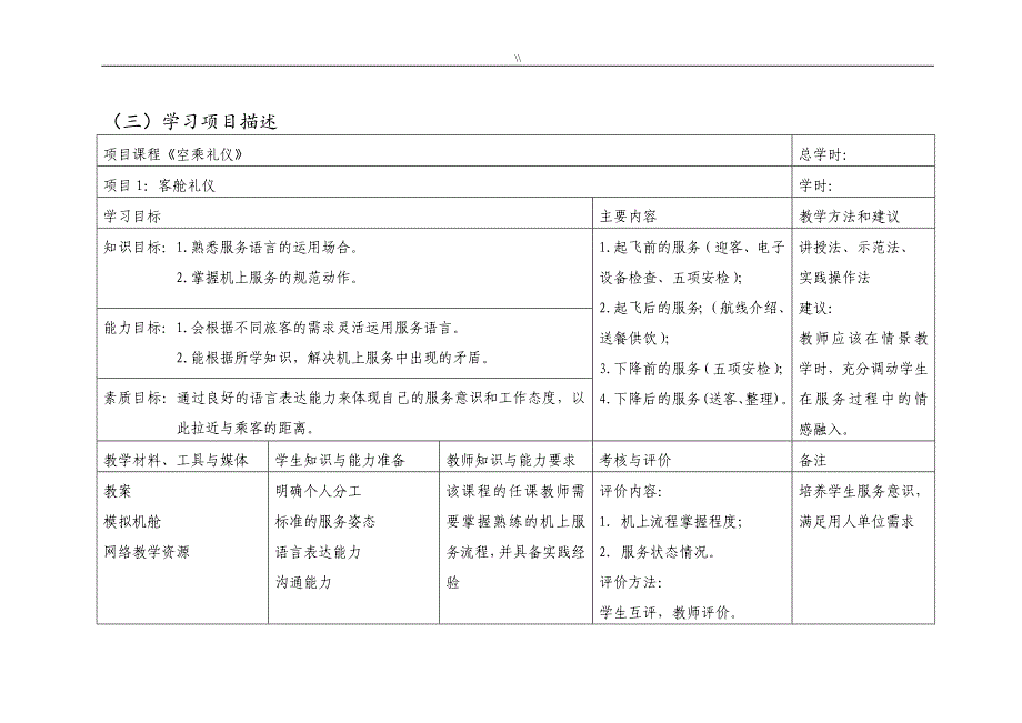 1《空乘礼仪》课程标准说明_第4页