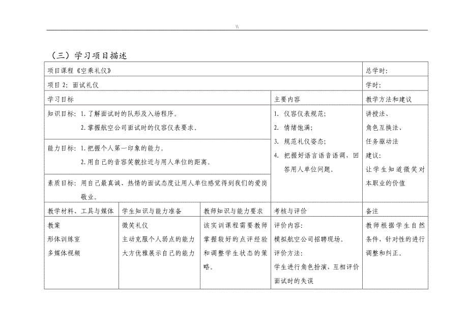 1《空乘礼仪》课程标准说明_第5页