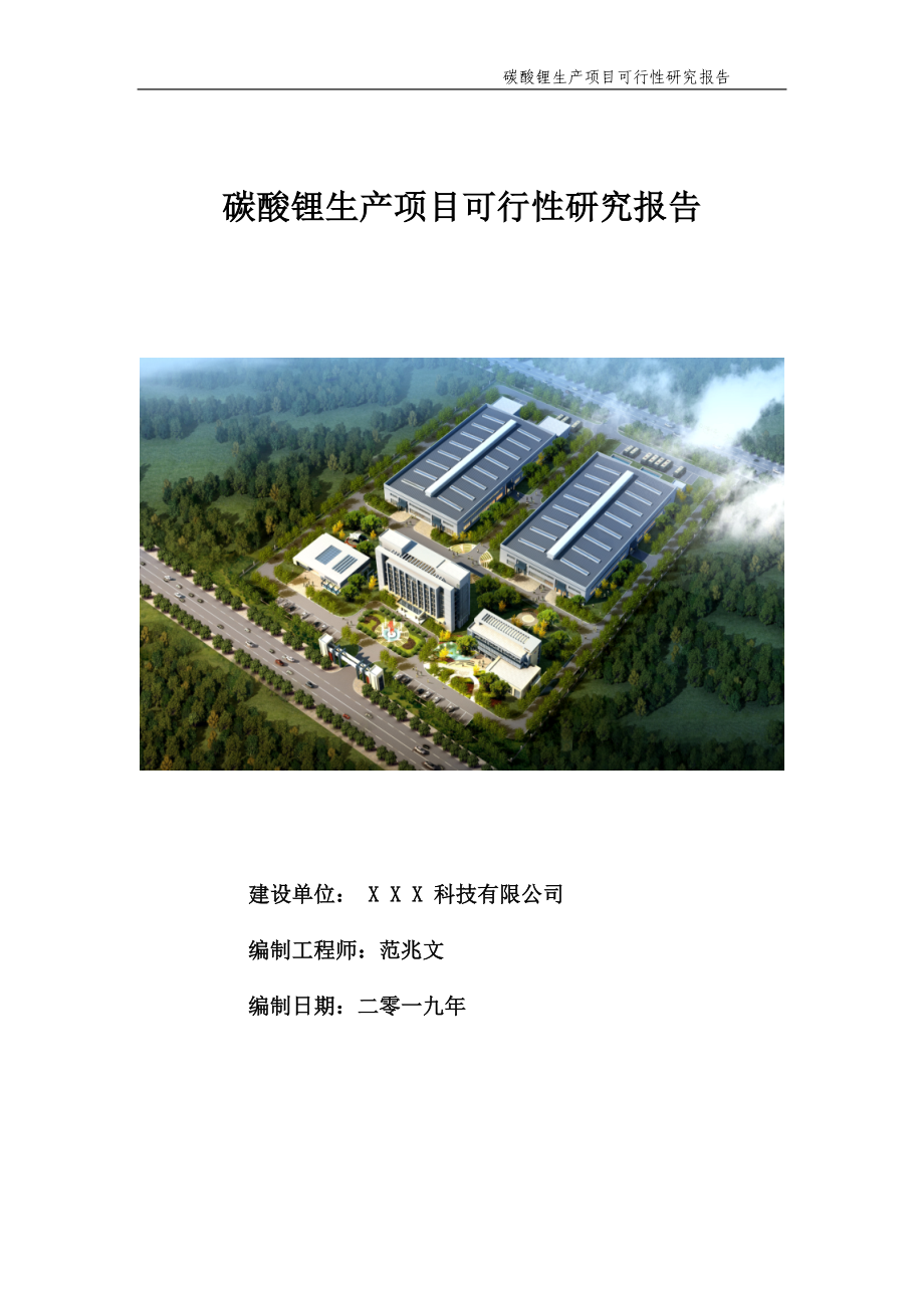 碳酸锂生产项目可行性研究报告（备案实用案例）_第1页
