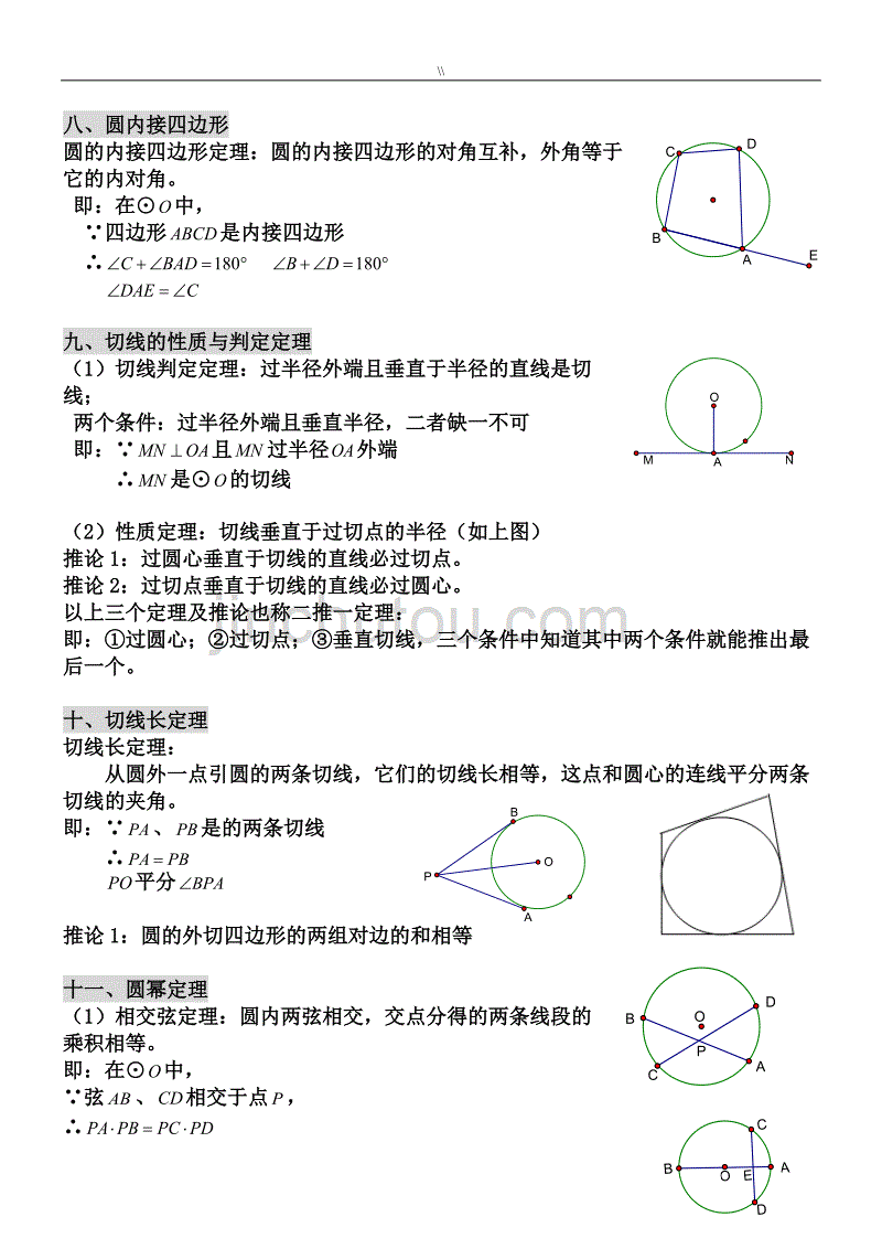 初级中学数学圆重点资料库归纳_第4页