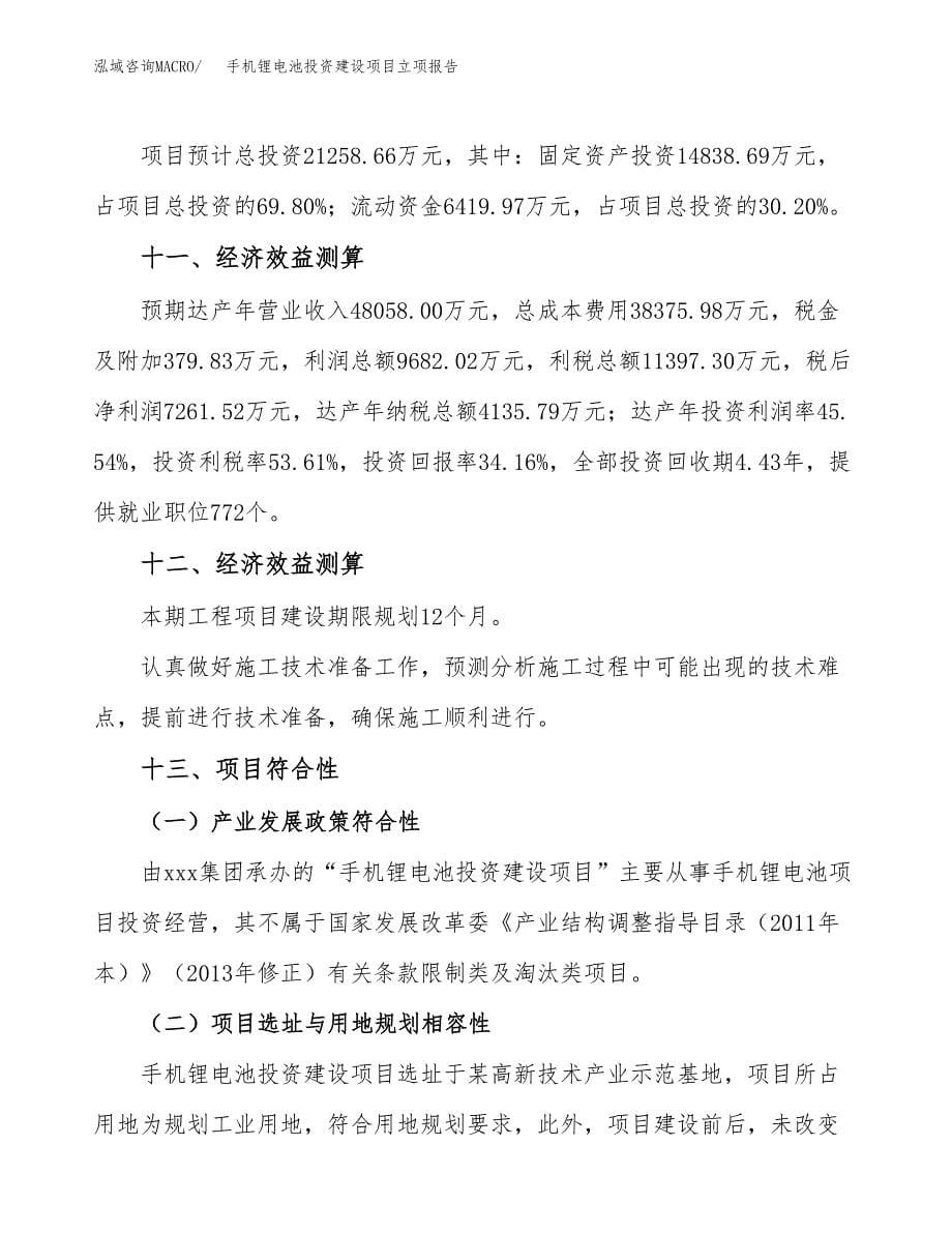 手机锂电池投资建设项目立项报告(规划申请).docx_第5页