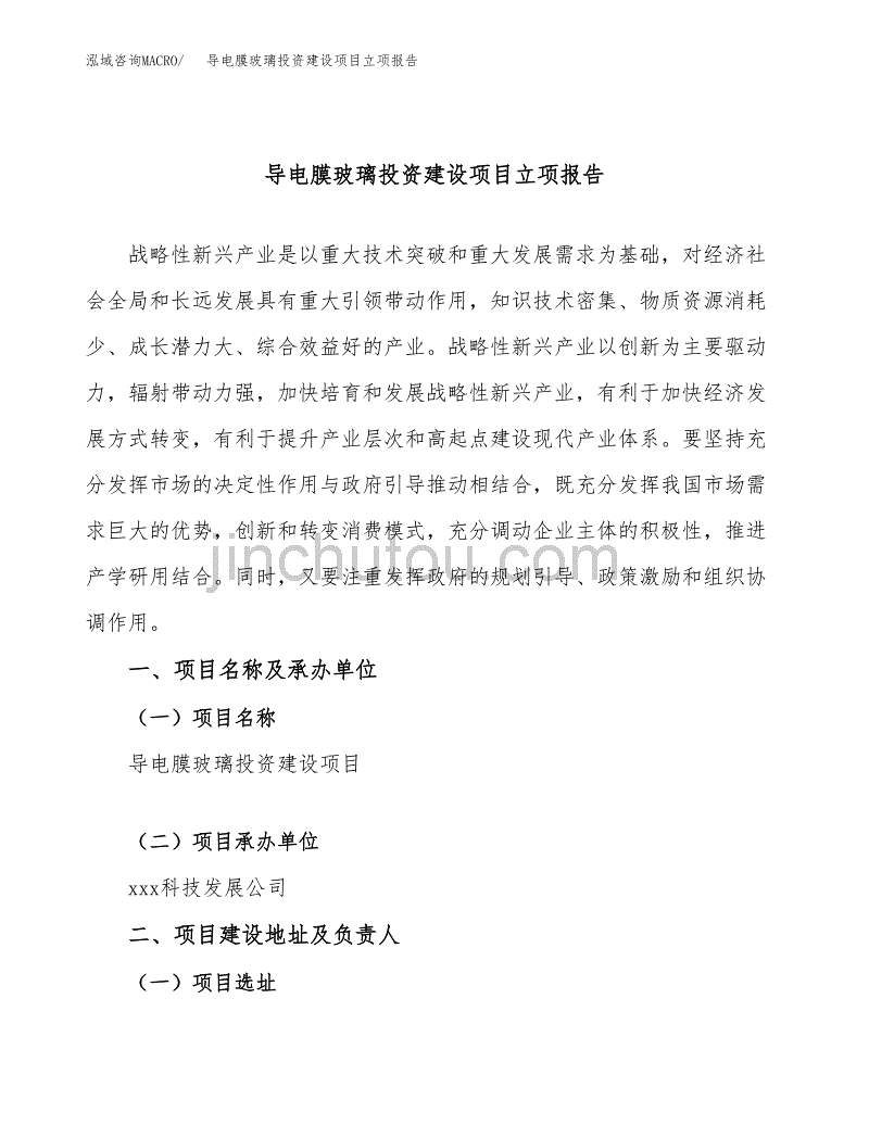 导电膜玻璃投资建设项目立项报告(规划申请).docx_第1页