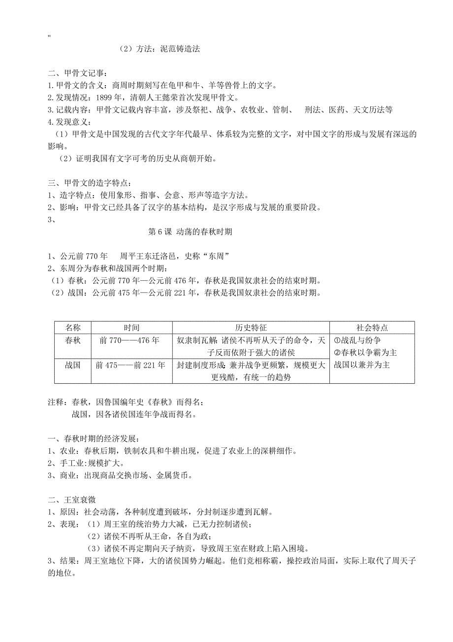 2018年度人教出版七年级'历史上册知识资料总结分析_第5页