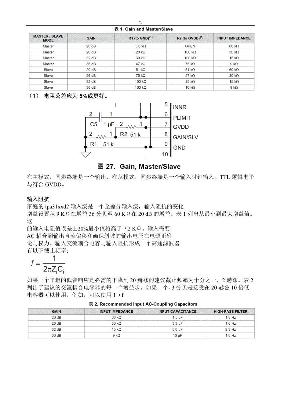 TPA3116D2中文数据详表_第5页