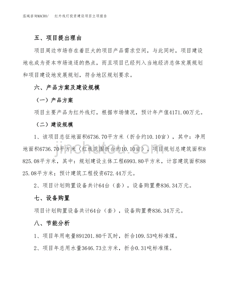 红外线灯投资建设项目立项报告(规划申请).docx_第3页