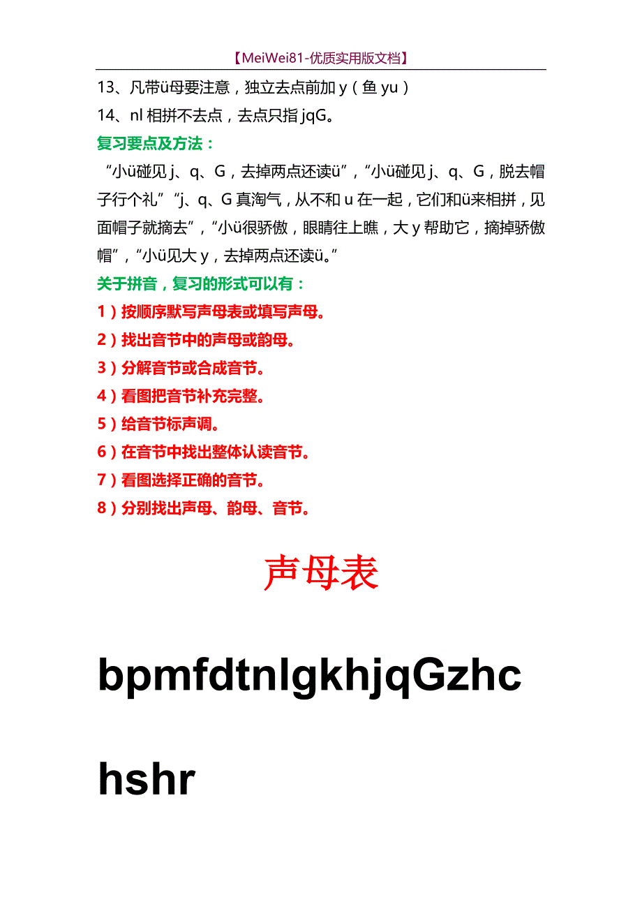 【8A版】2018年小学一年级汉语拼音知识大全_第3页