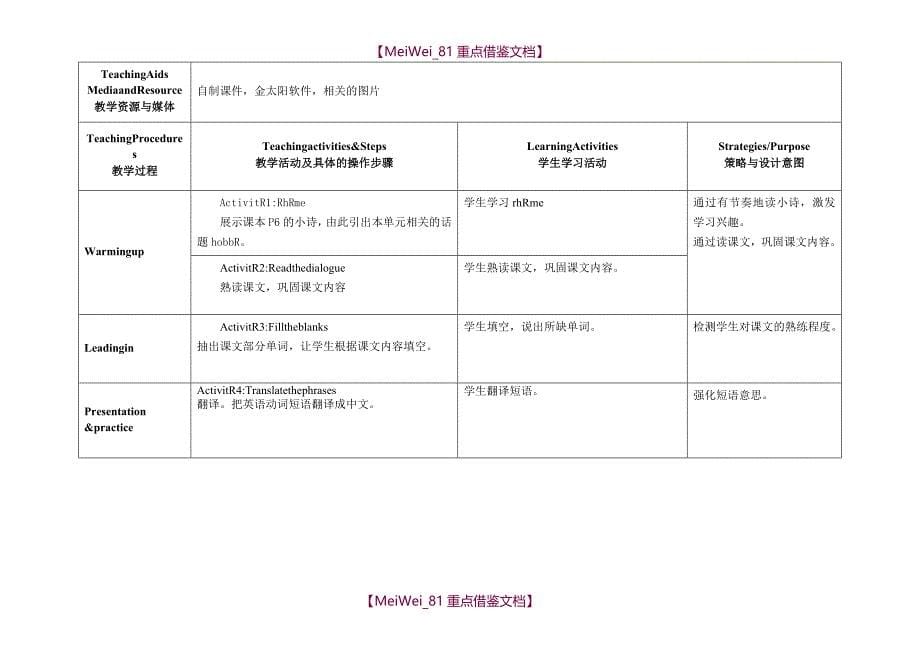【7A文】广州版新教材小学五年级英语上册教案-全册_第5页