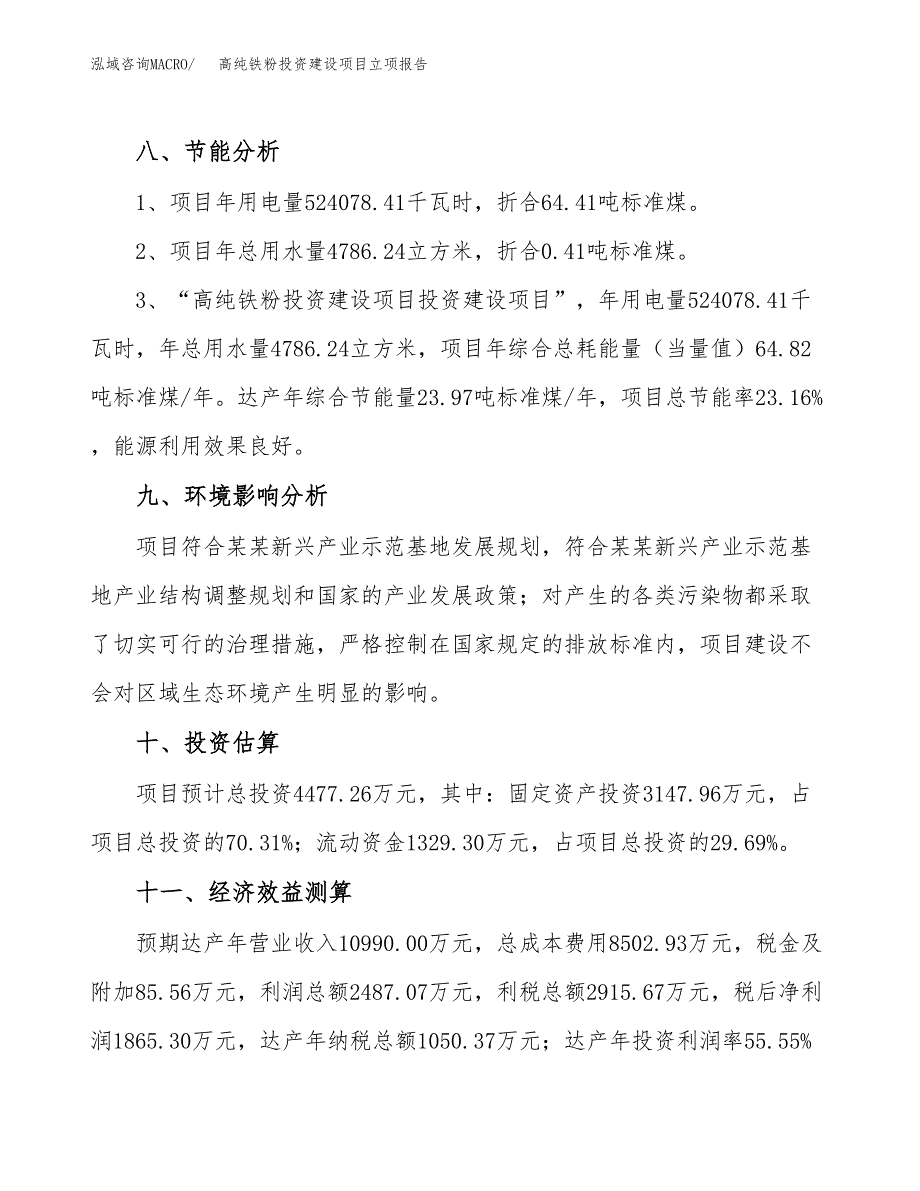 高纯铁粉投资建设项目立项报告(规划申请).docx_第4页