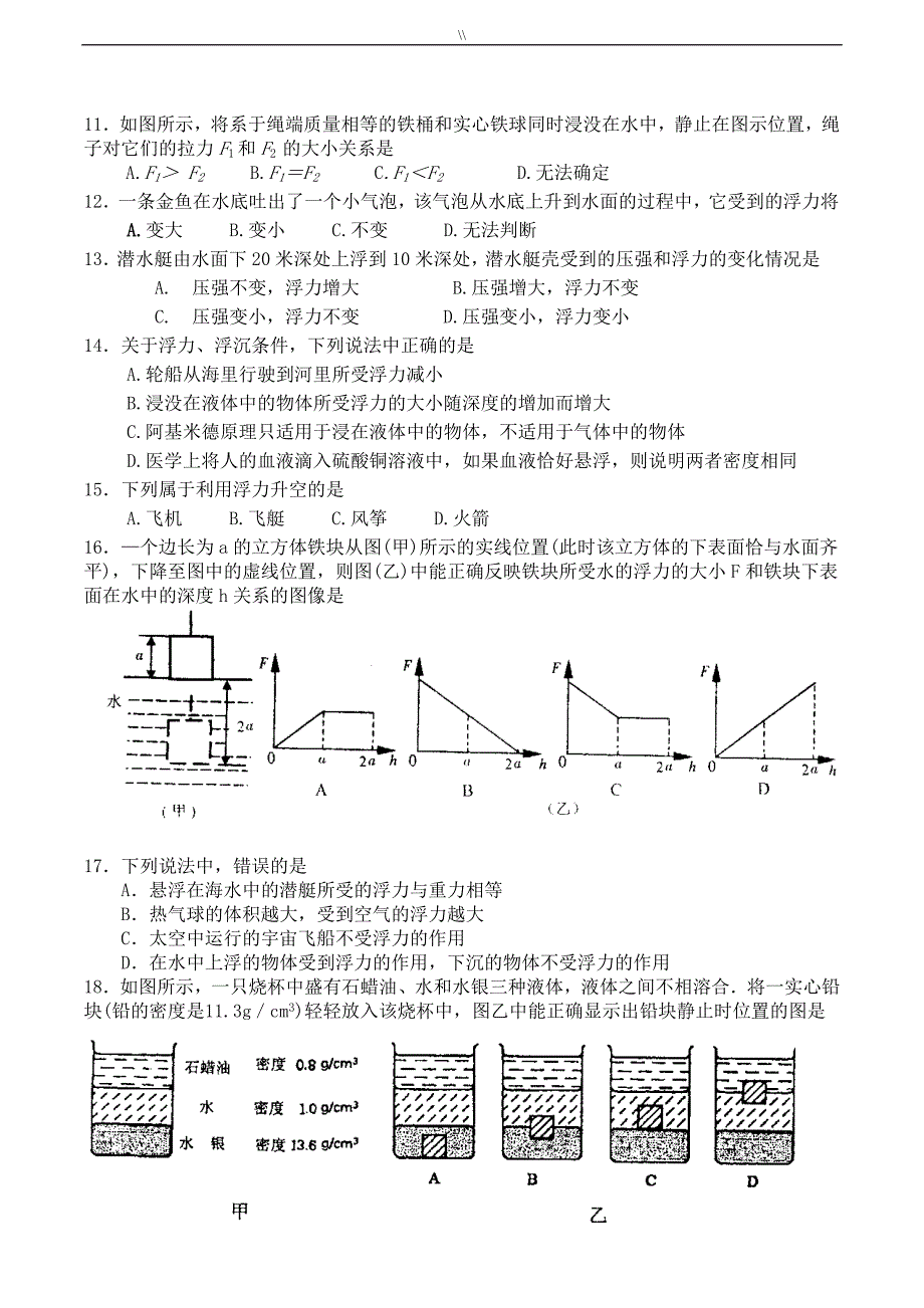 初级中学物理绝对精彩资料80道难题-浮力_第2页