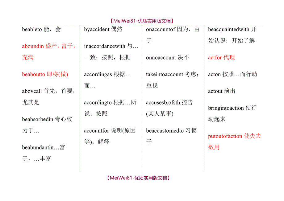 【7A文】大学英语短语大全_第1页