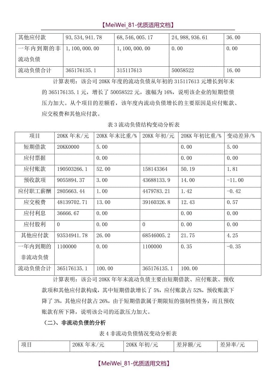 【8A版】财务报表分析报告_第5页