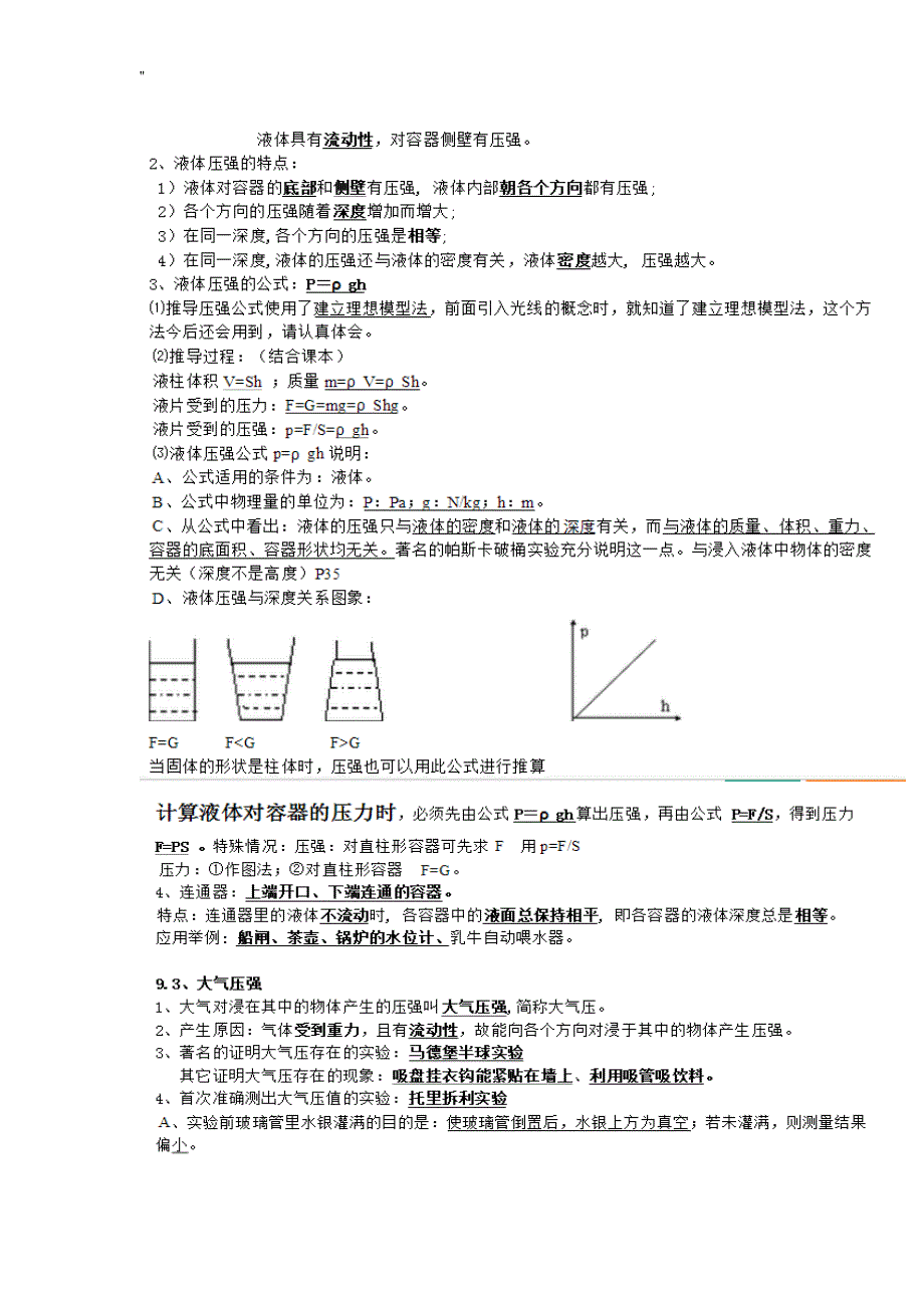 初二下物理压强知识资料点归纳与精彩题型_第2页