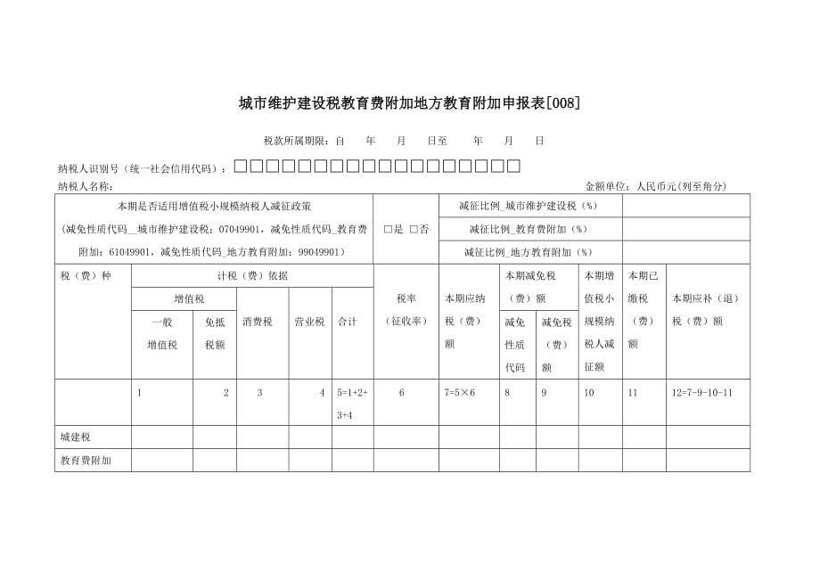 城市维护建设税教育费附加地方教育附加申报表[008]_第1页