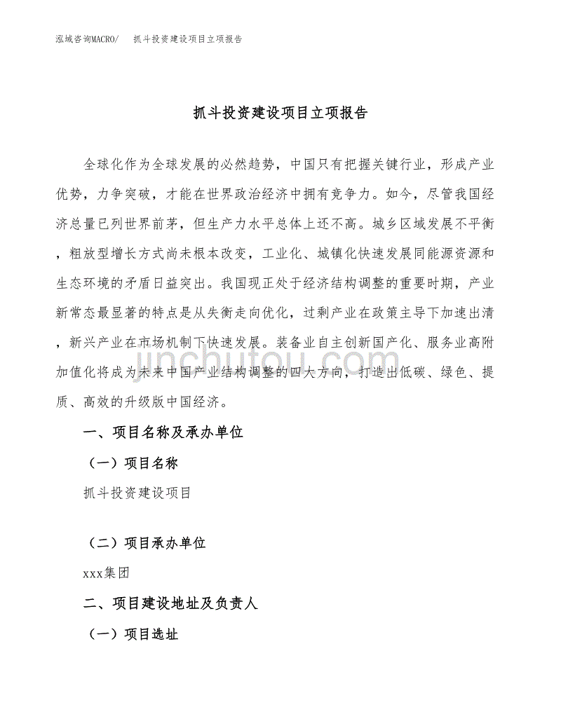抓斗投资建设项目立项报告(规划申请).docx_第1页