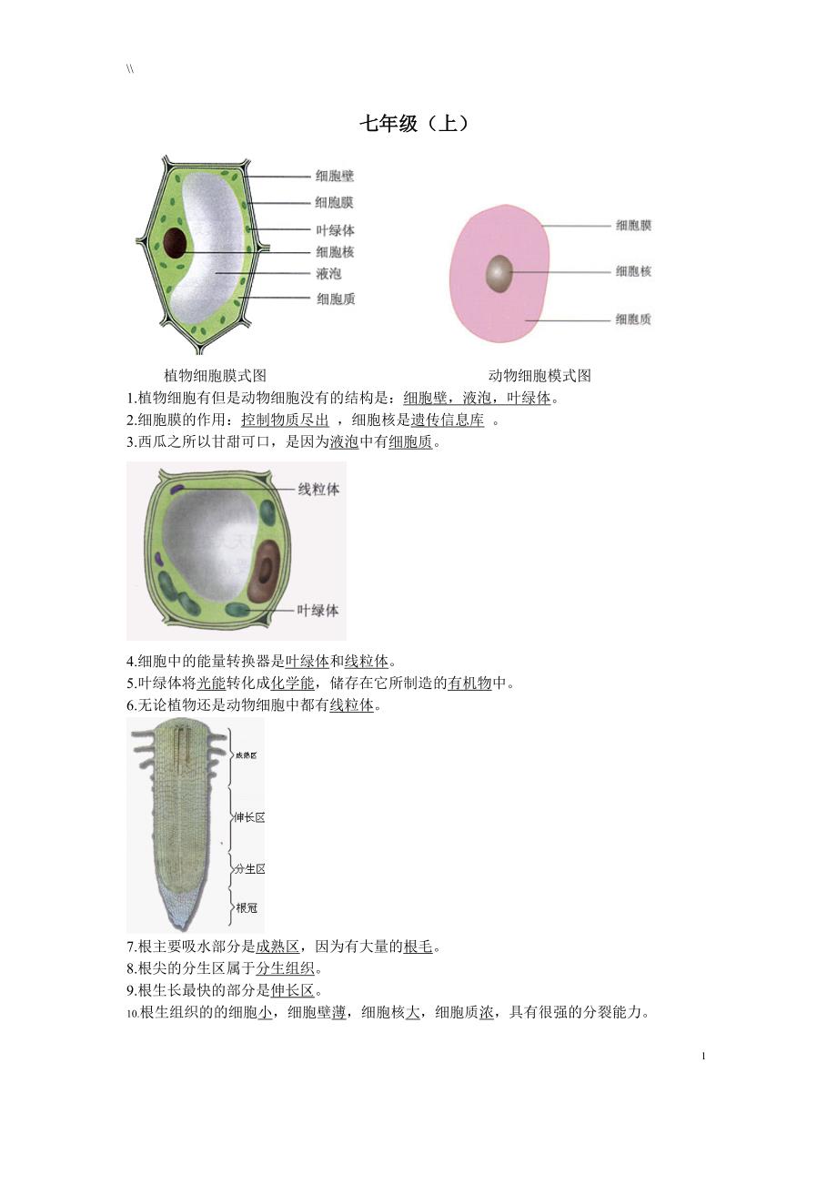 初级中学生物识图题全面解析(超全面.)_第1页