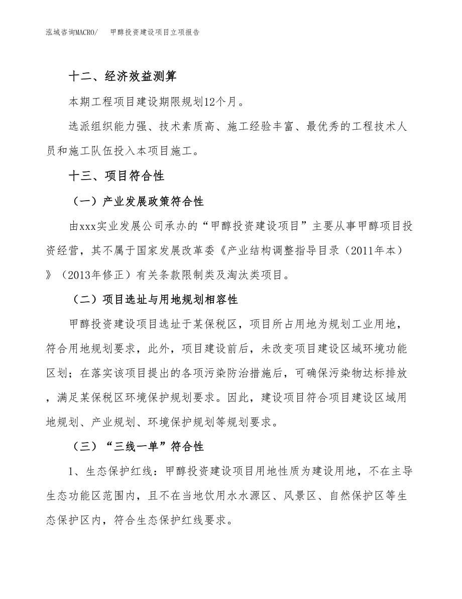 甲醇投资建设项目立项报告(规划申请).docx_第5页