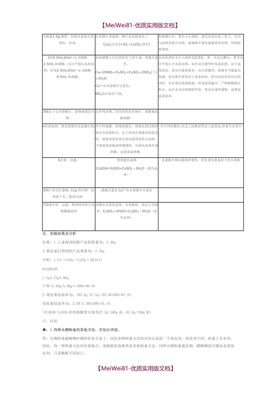 【8A版】大学化学实验-五水硫酸铜的制备_第2页