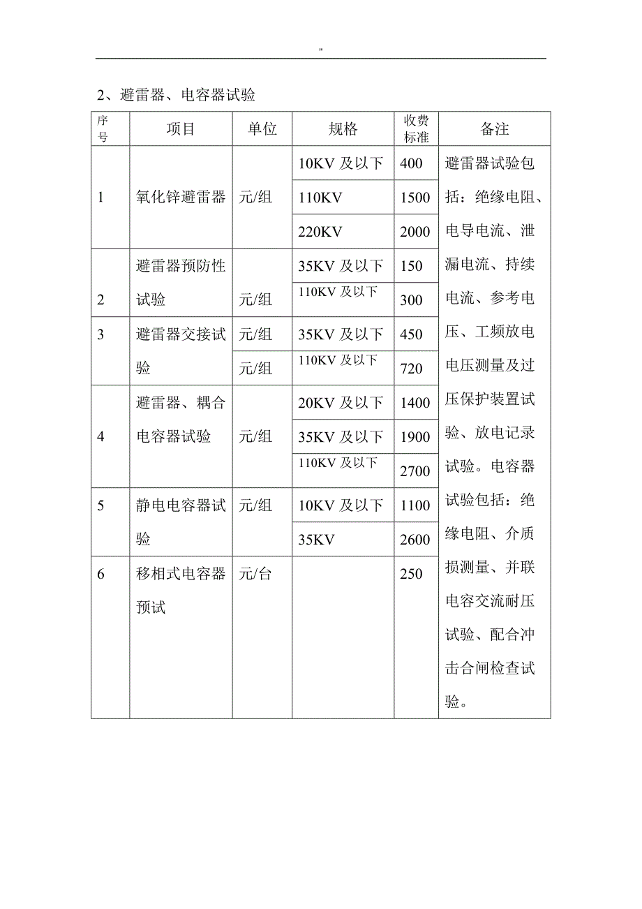 安徽省电气设备试验收费标准_第4页