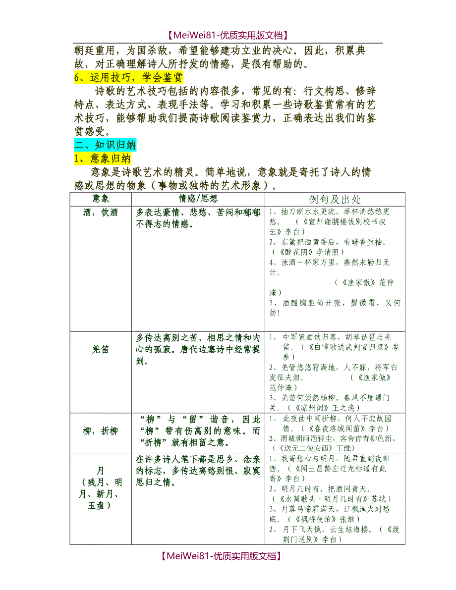 【8A版】初中语文古诗词鉴赏专题_第2页