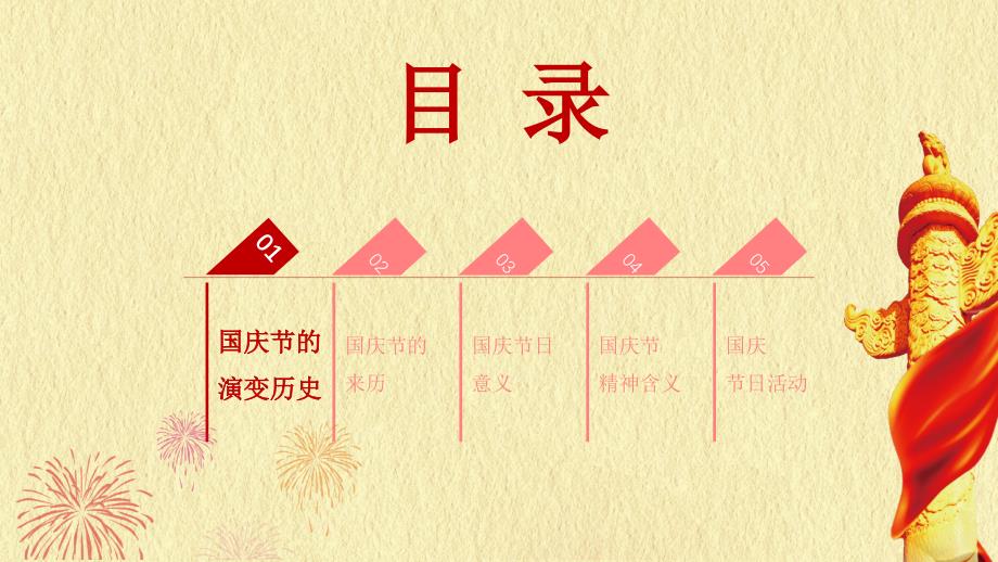 庆祝“十一”国庆节68周年党政类通用PPT模板（大气庄重）_第4页