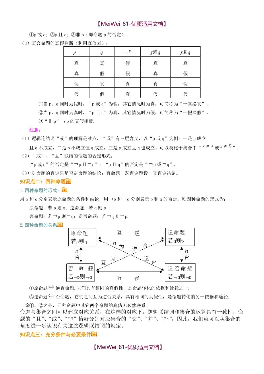【7A文】高中数学常用逻辑用语知识点_第2页