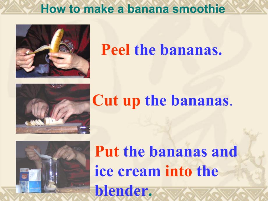 【5A文】八年级英语新目标上unit7 how do you make a banana milk shake课件_第2页