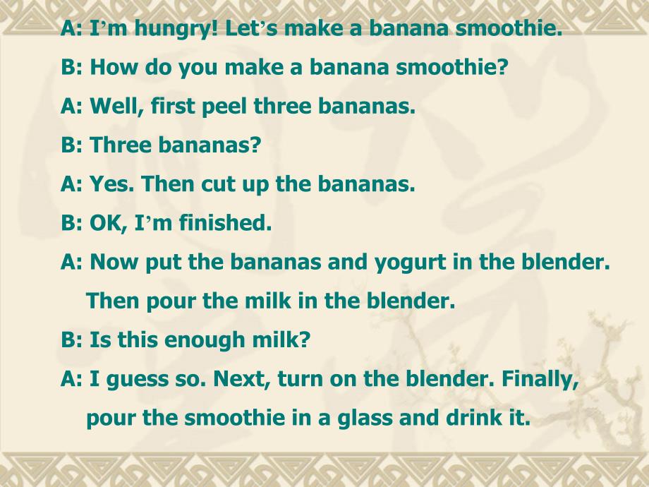 【5A文】八年级英语新目标上unit7 how do you make a banana milk shake课件_第4页