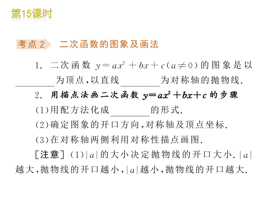 2012届人教版中考数学复习课件：第15课时 二次函数的图像与性质_第3页