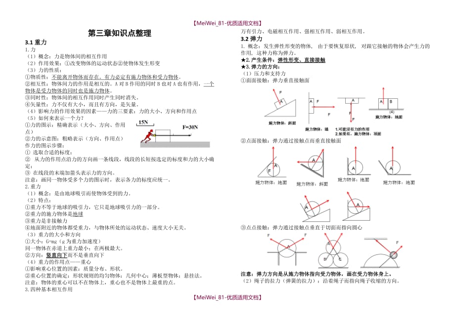 【7A文】高中物理必修一第三章知识点整理_第1页